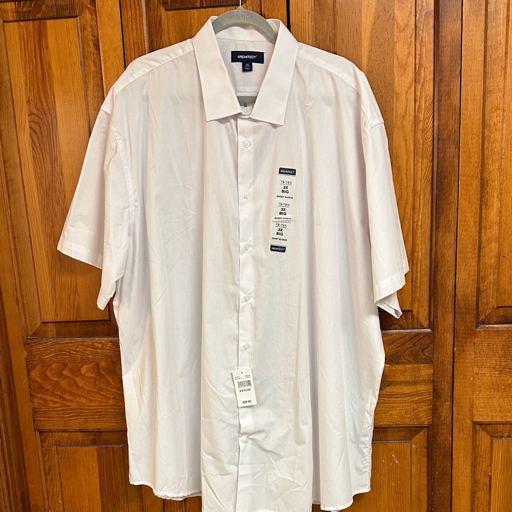 Architect White Shortsleeve Button-up Dress Shirt Cotton Blend NWT 3X 19-19.5